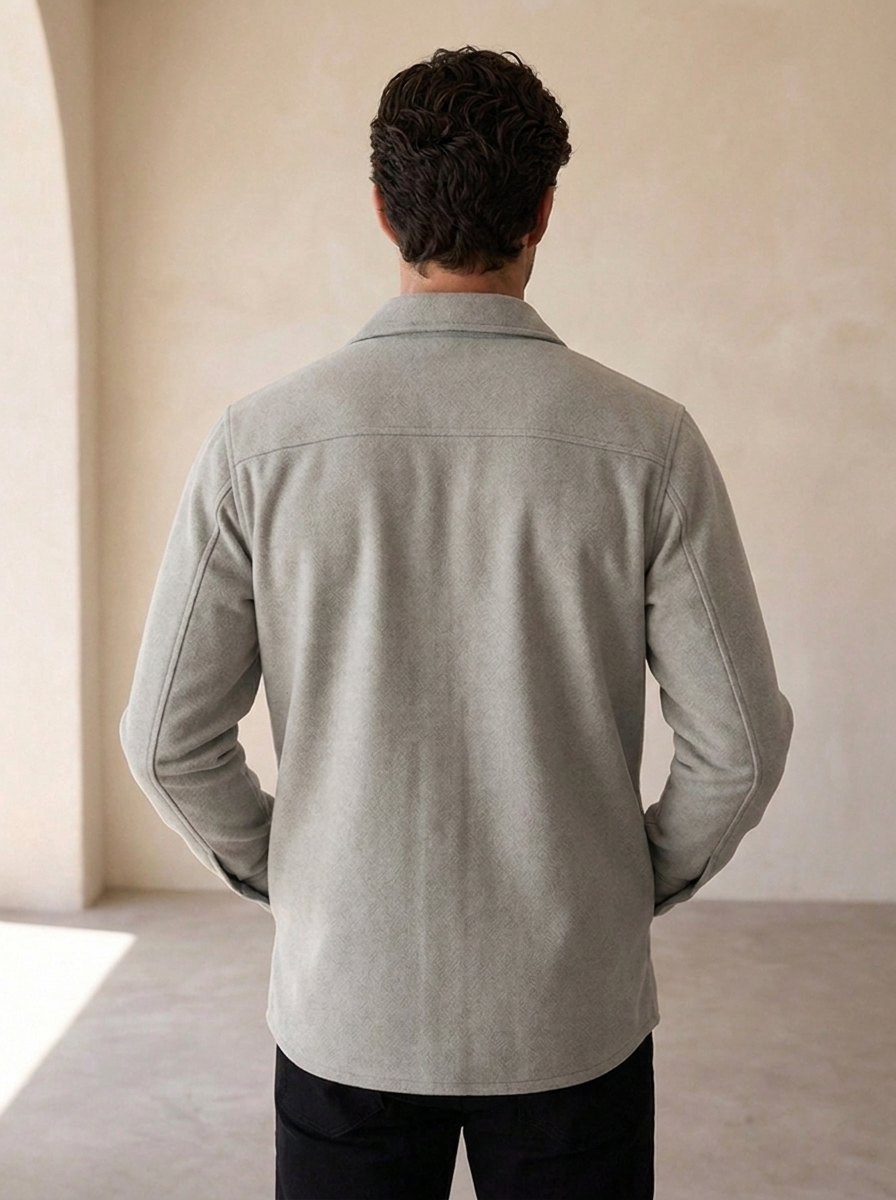 Button front overshirt with flap chest pockets