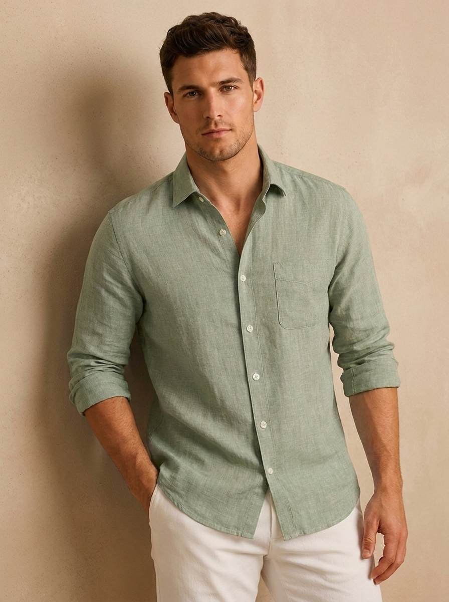 Men's casual linen shirt for travel