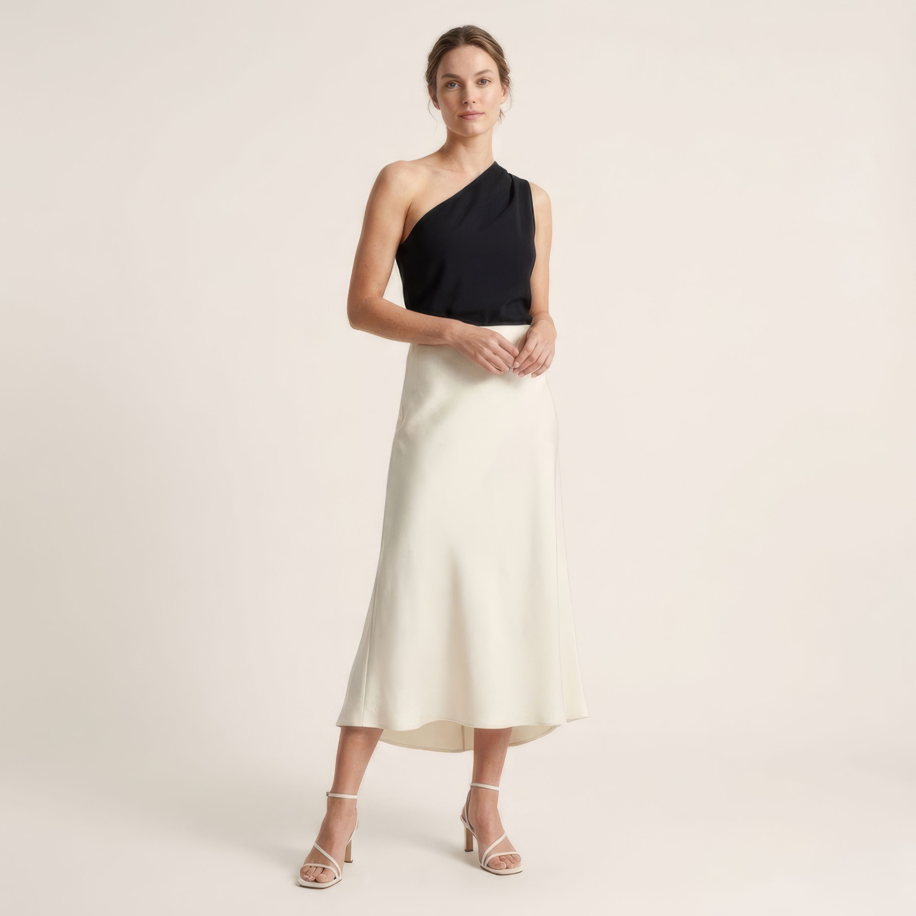 Women's satin bias midi skirt for office wear