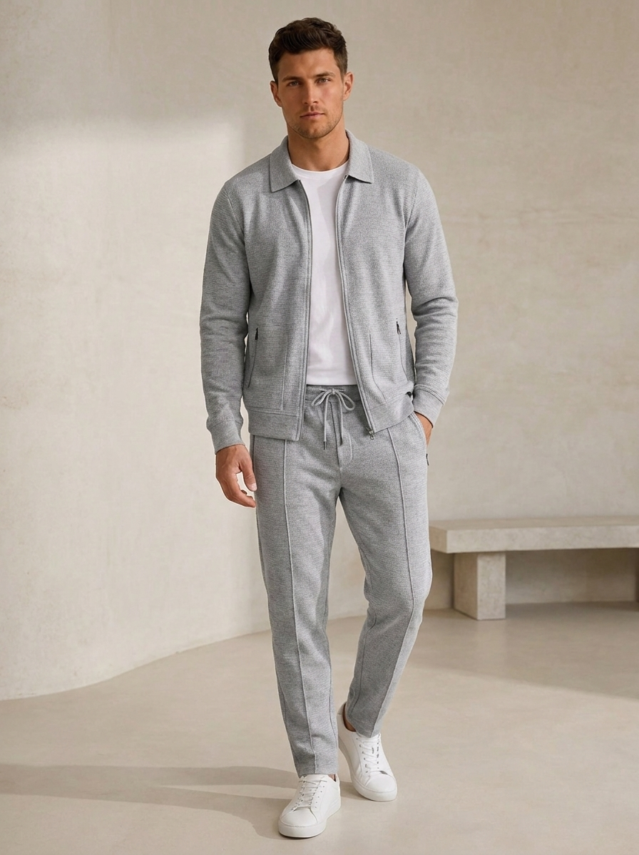 Cotton zip tracksuit with matching trousers