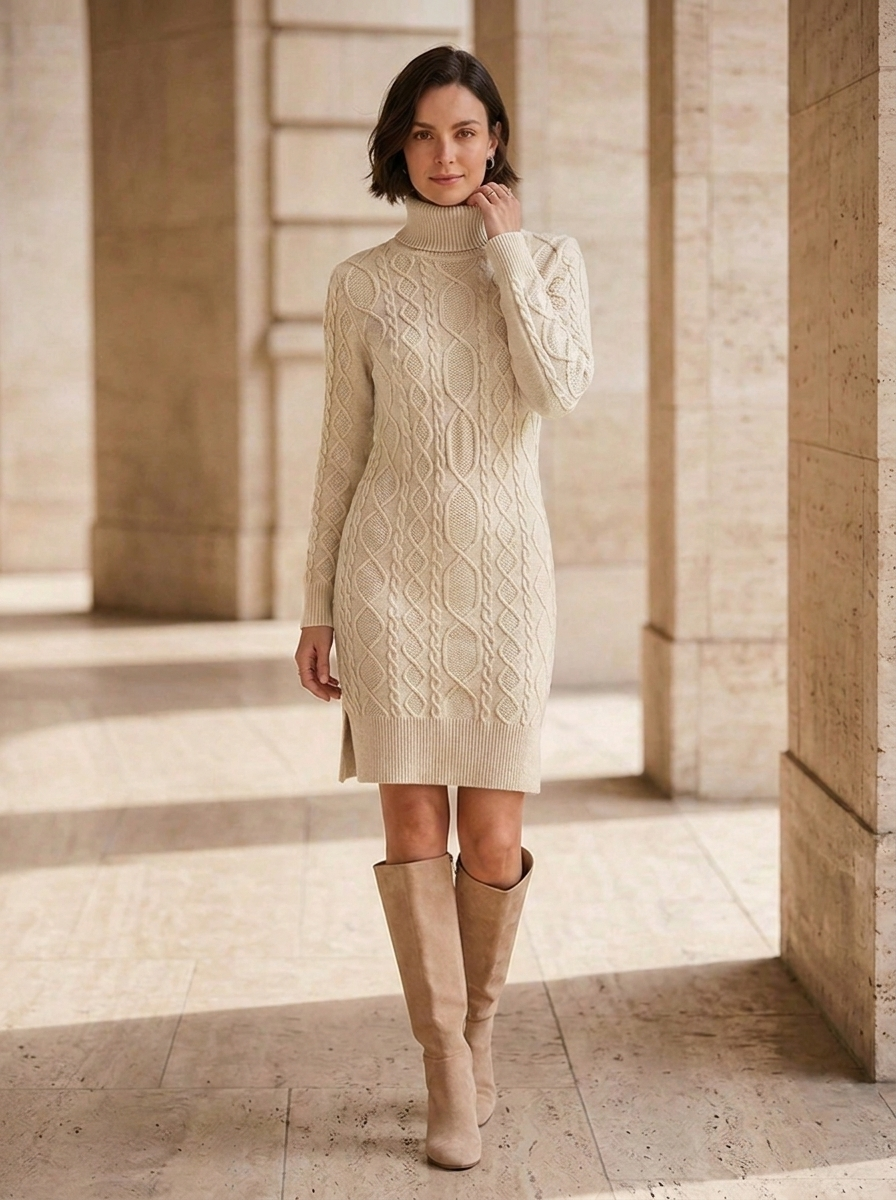 Cosy sweater dress for work and weekend wear