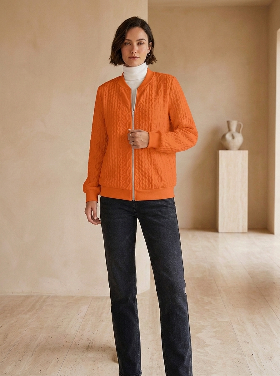Cotton cable knit outerwear with a timeless design