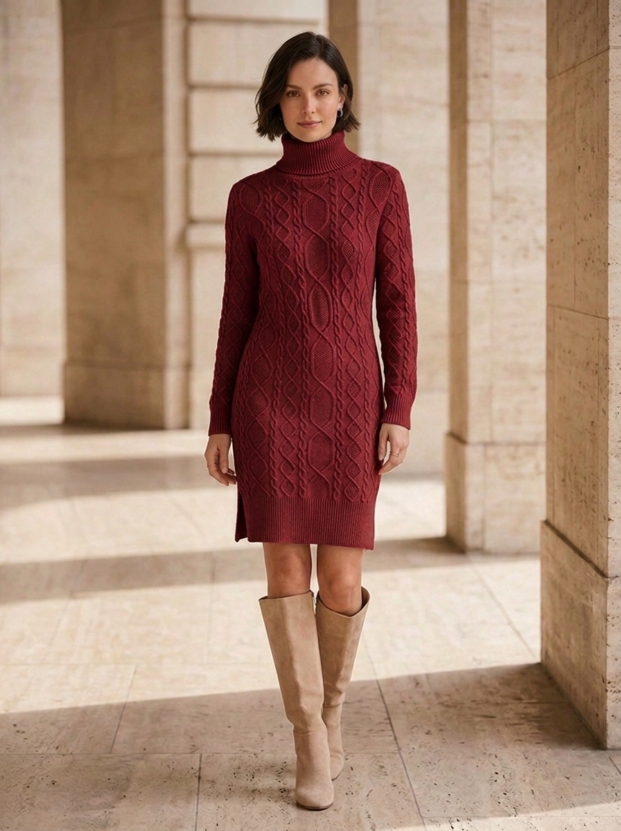 Casual turtleneck sweater dress with a regular fit