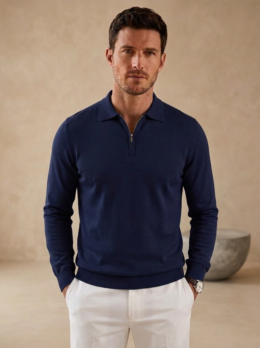 Men's stretch knit polo for smart casual wear