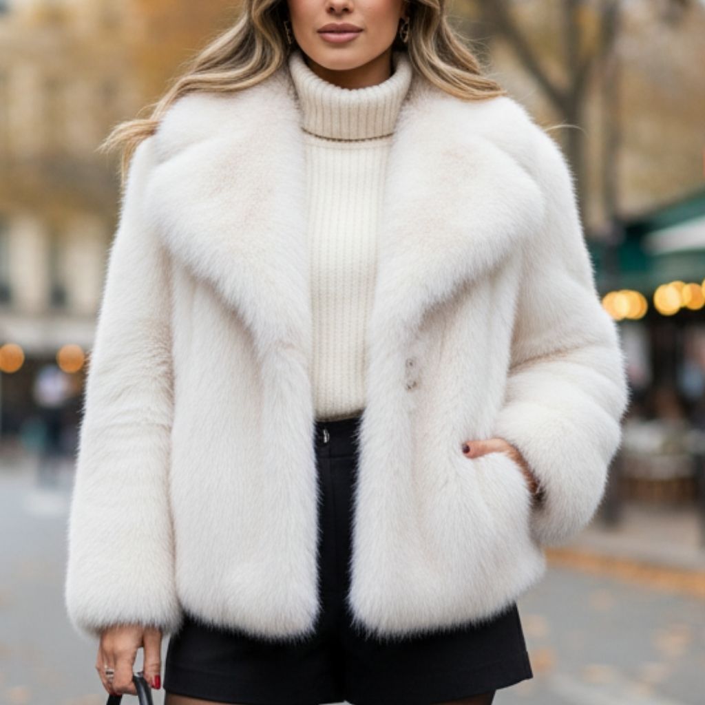 Manteau Fourrure Synthétique Élégante Femme
