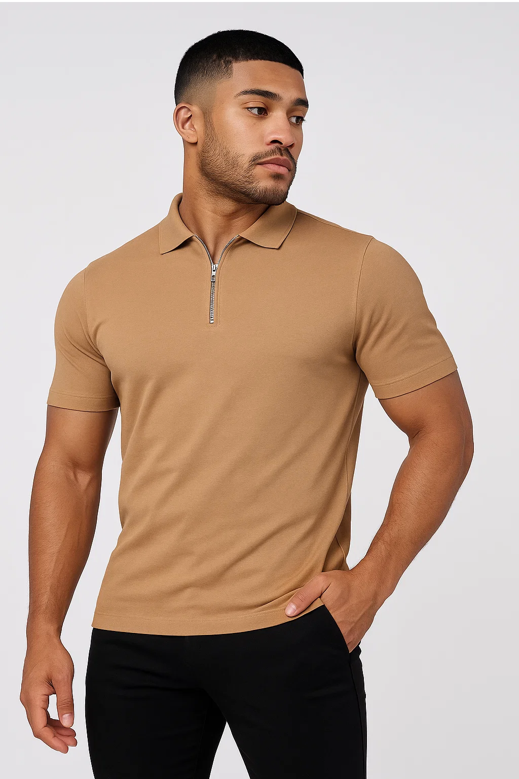 Polo Zippé | Édouard – Marron