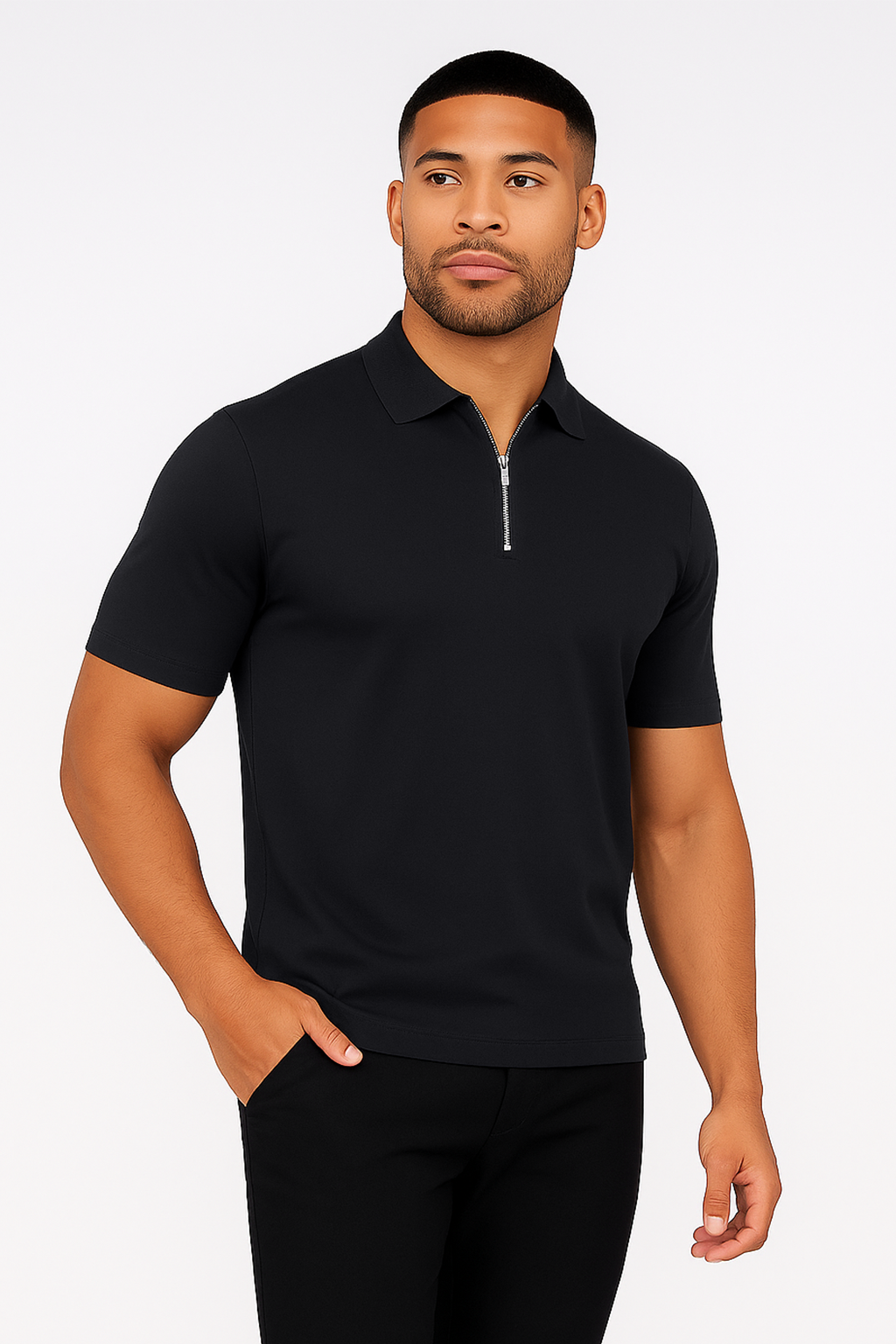 Polo Zippé | Louis – Noir