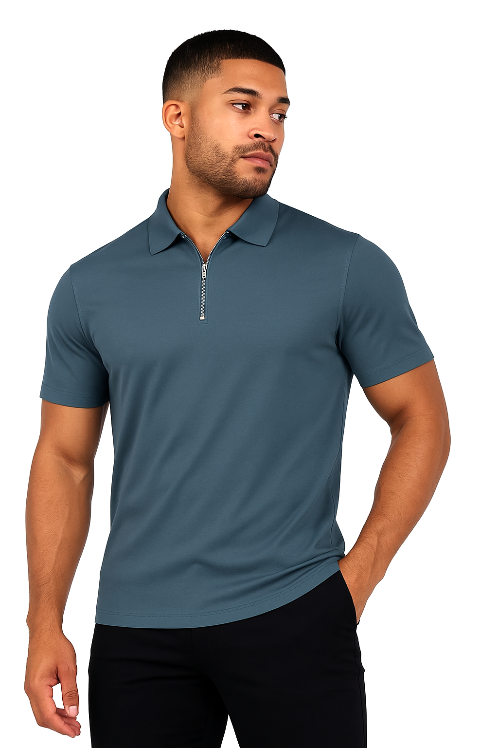 Polo Zippé | Jean – Bleu Sarcelle