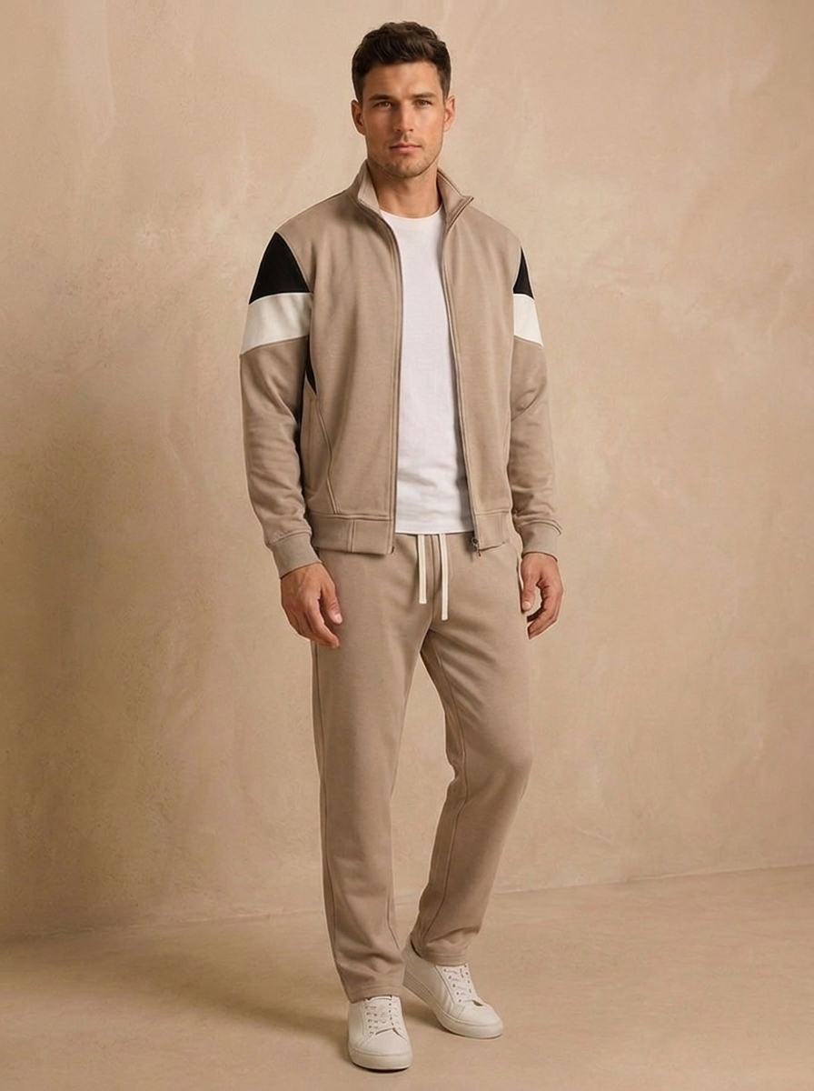 Men's tracksuit with contrast sleeve panels