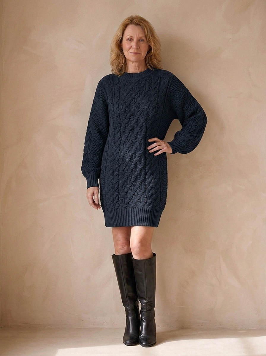 Warm cable knit dress for everyday comfort