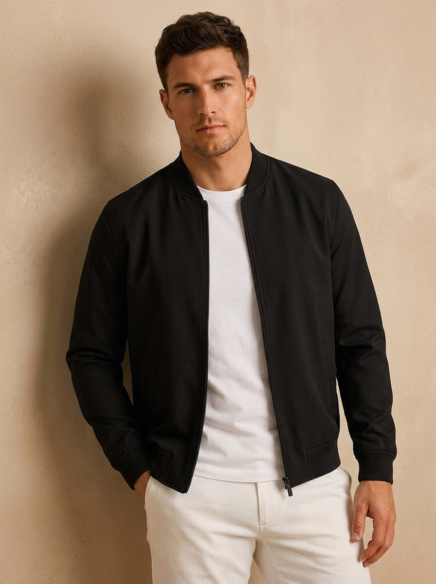Men's lightweight zip front bomber jacket