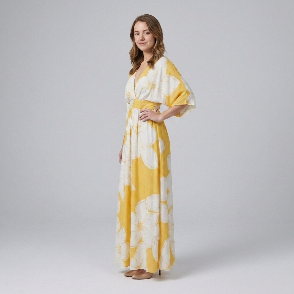 Floral print dress designed for casual occasions with a lightweight flowing silhouette