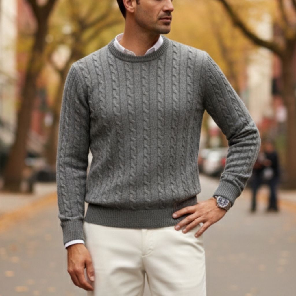 Pull à Motif Torsadé Homme