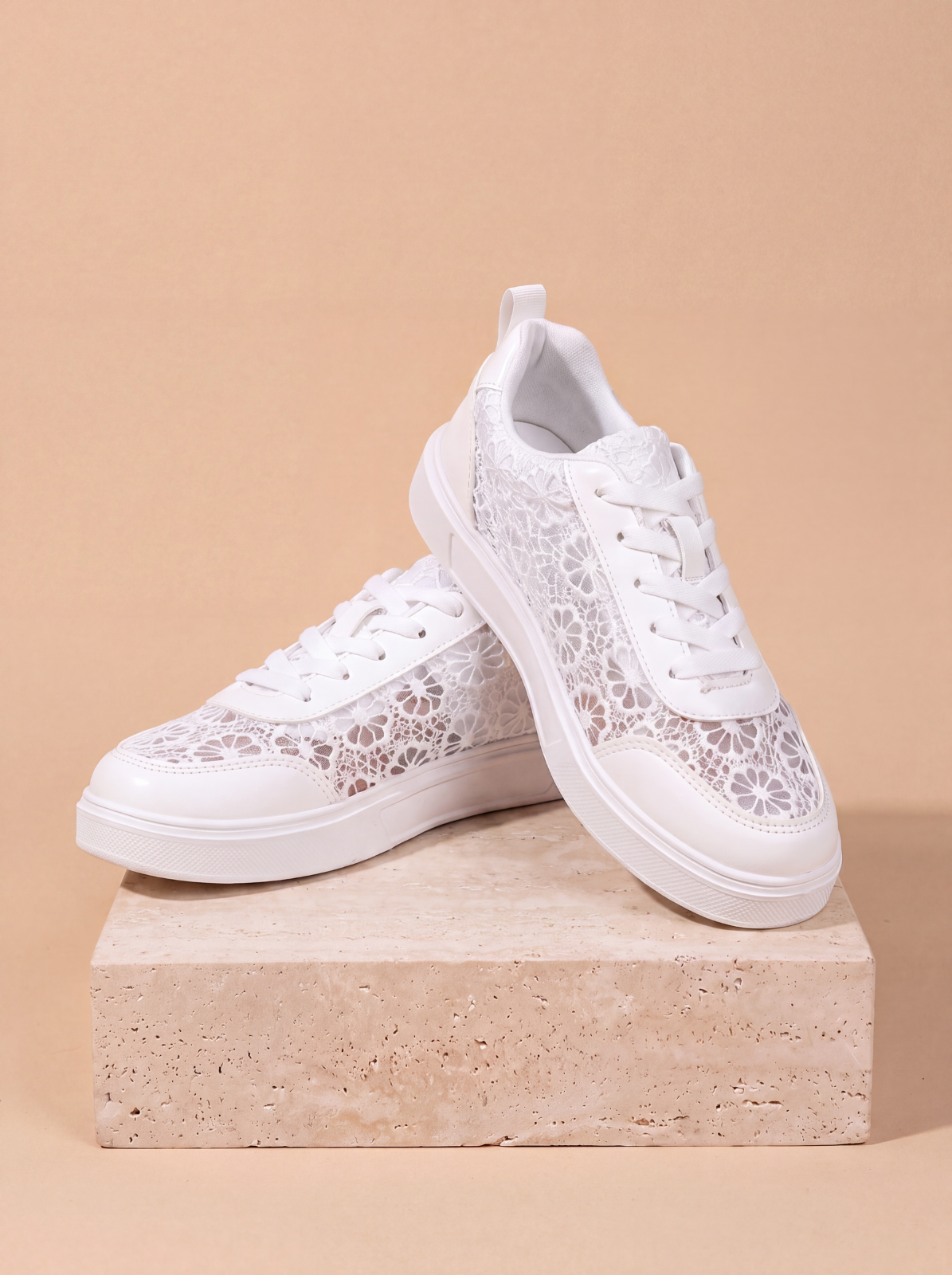 Mesh lace-up trainers women