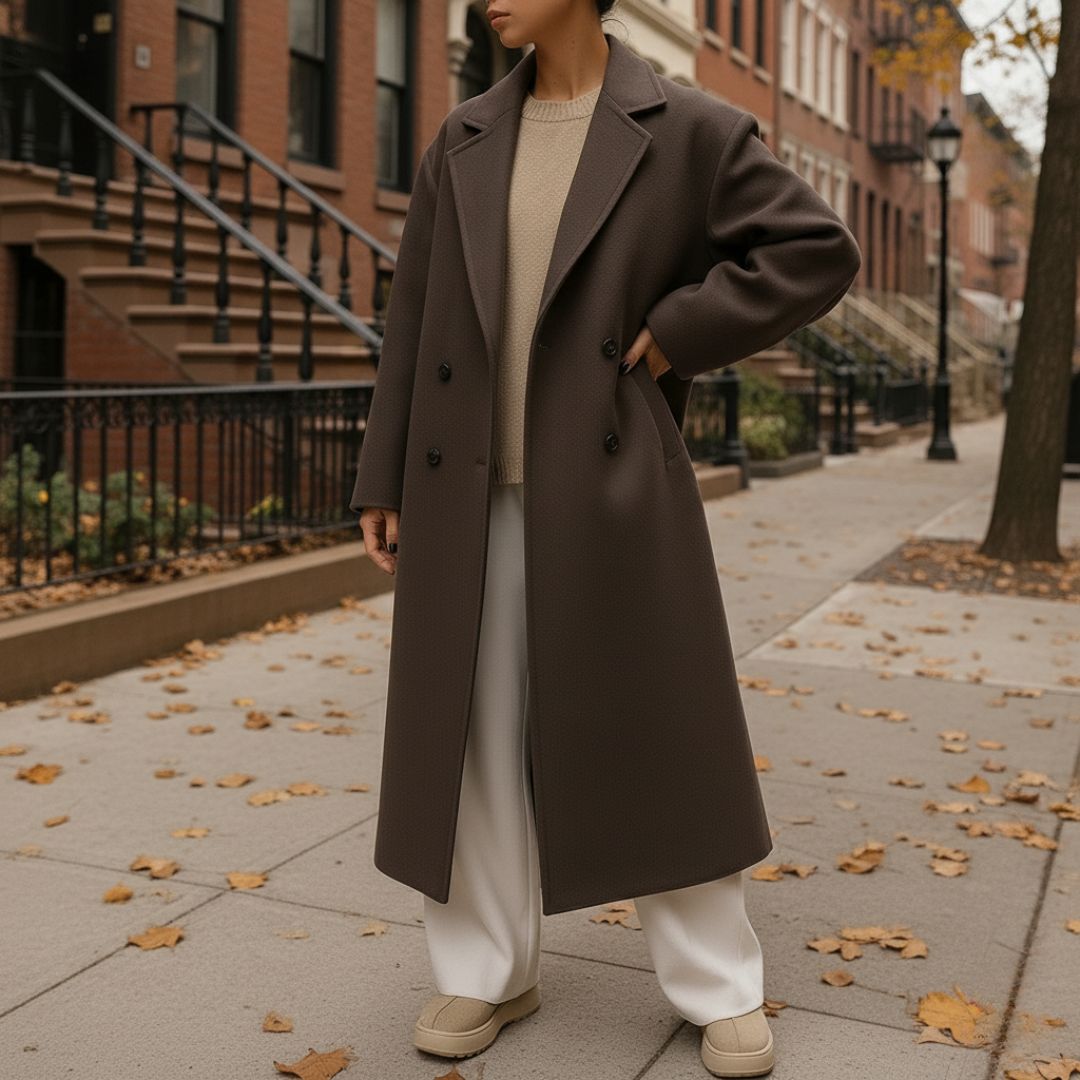 Manteau Long à Double Boutonnage pour Femme