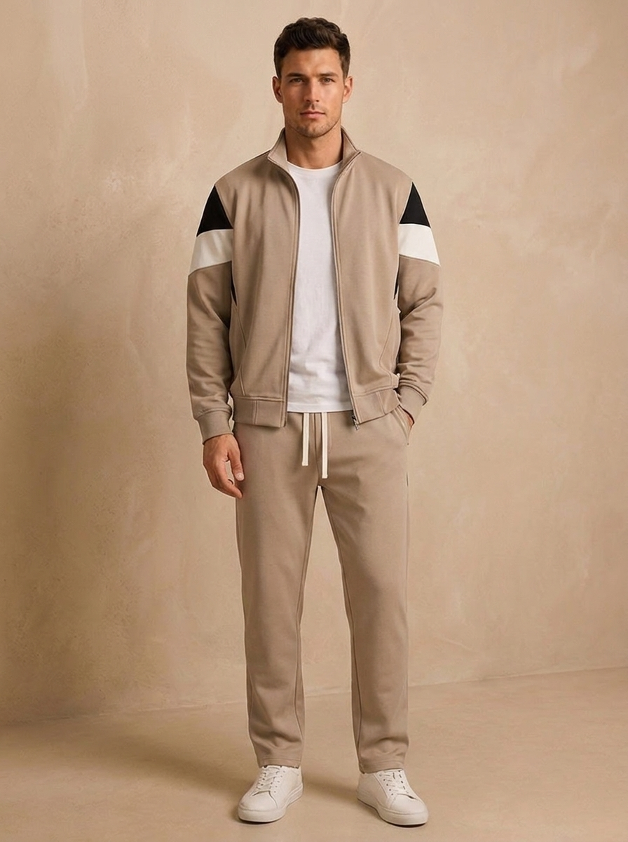 Cotton zip tracksuit with a relaxed fit