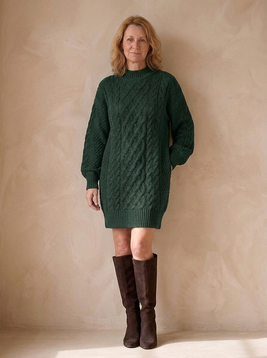 Cable knit dress for work and weekend outfits