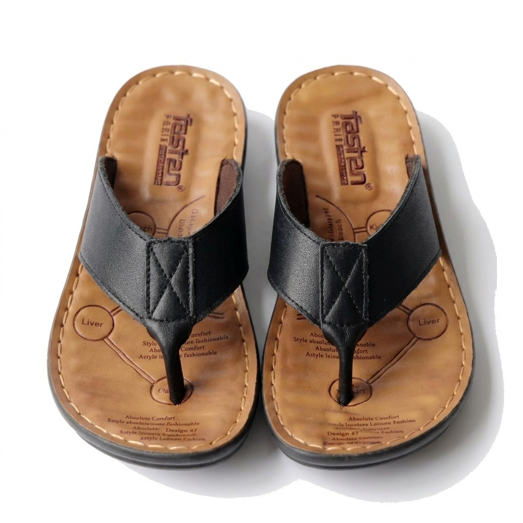 Men's cowhide sandals featuring a durable rubber outsole and comfortable footbed