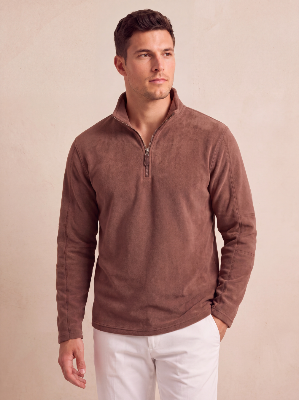Fleece half-zip sweatshirt casual fit men
