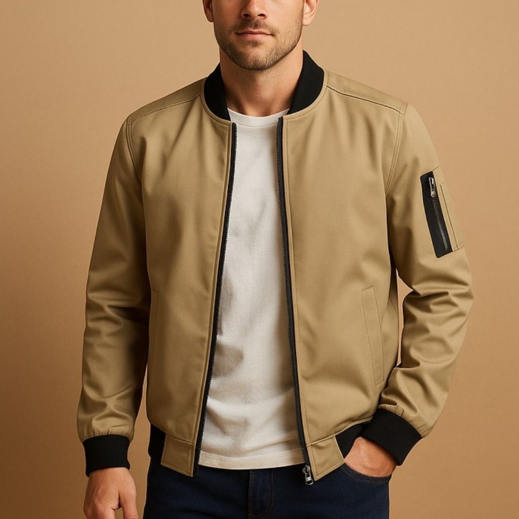 Blouson Bombardier à Fermeture Zippée Homme