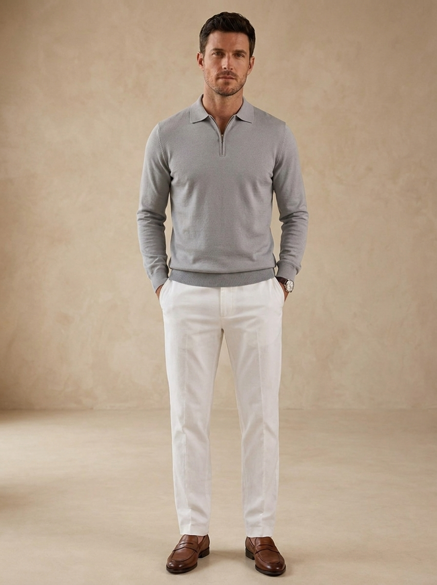Long sleeve knit polo for everyday styling