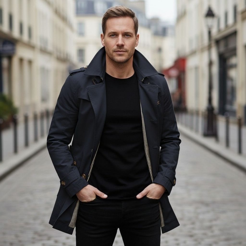 Trench coat croisé homme
