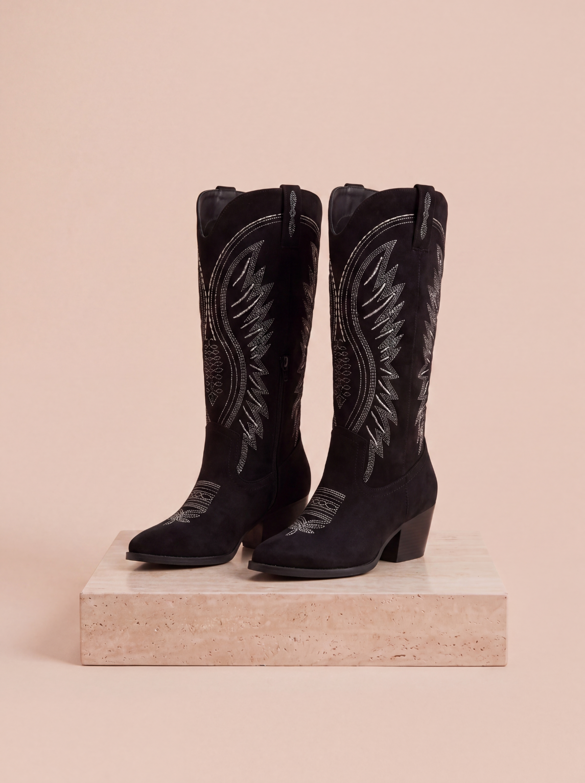 Suede western boots mid-calf women