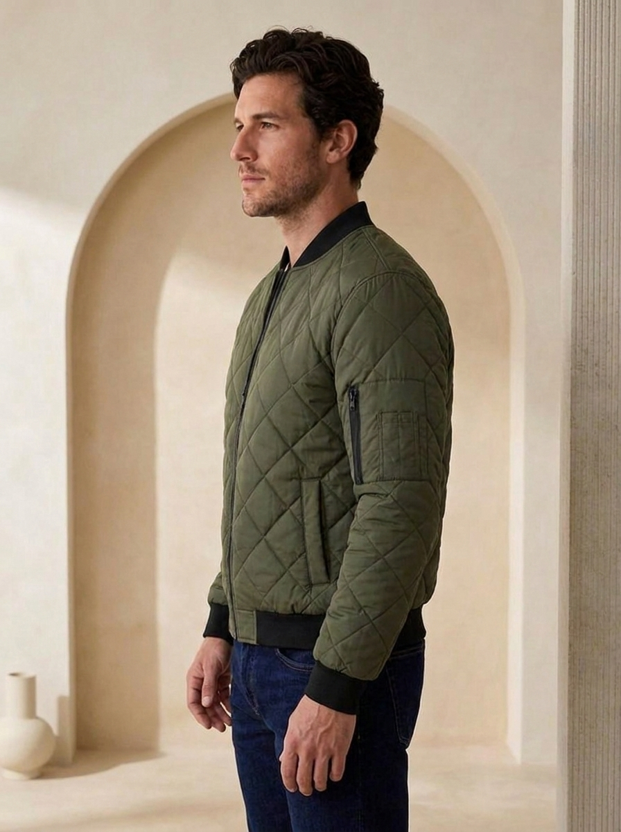 Lightweight quilted jacket with front zip