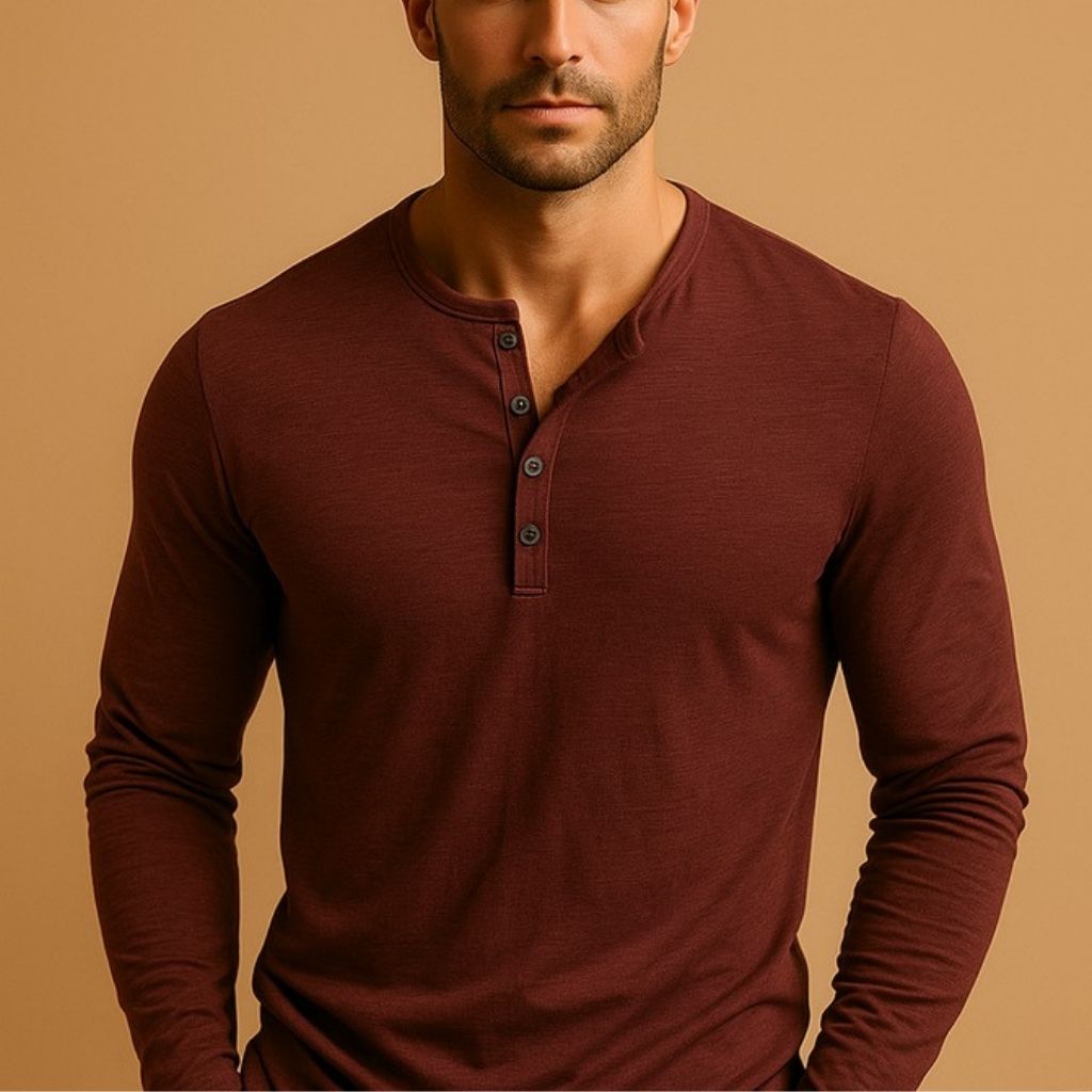 Sweat Henley à Manches Longues Homme