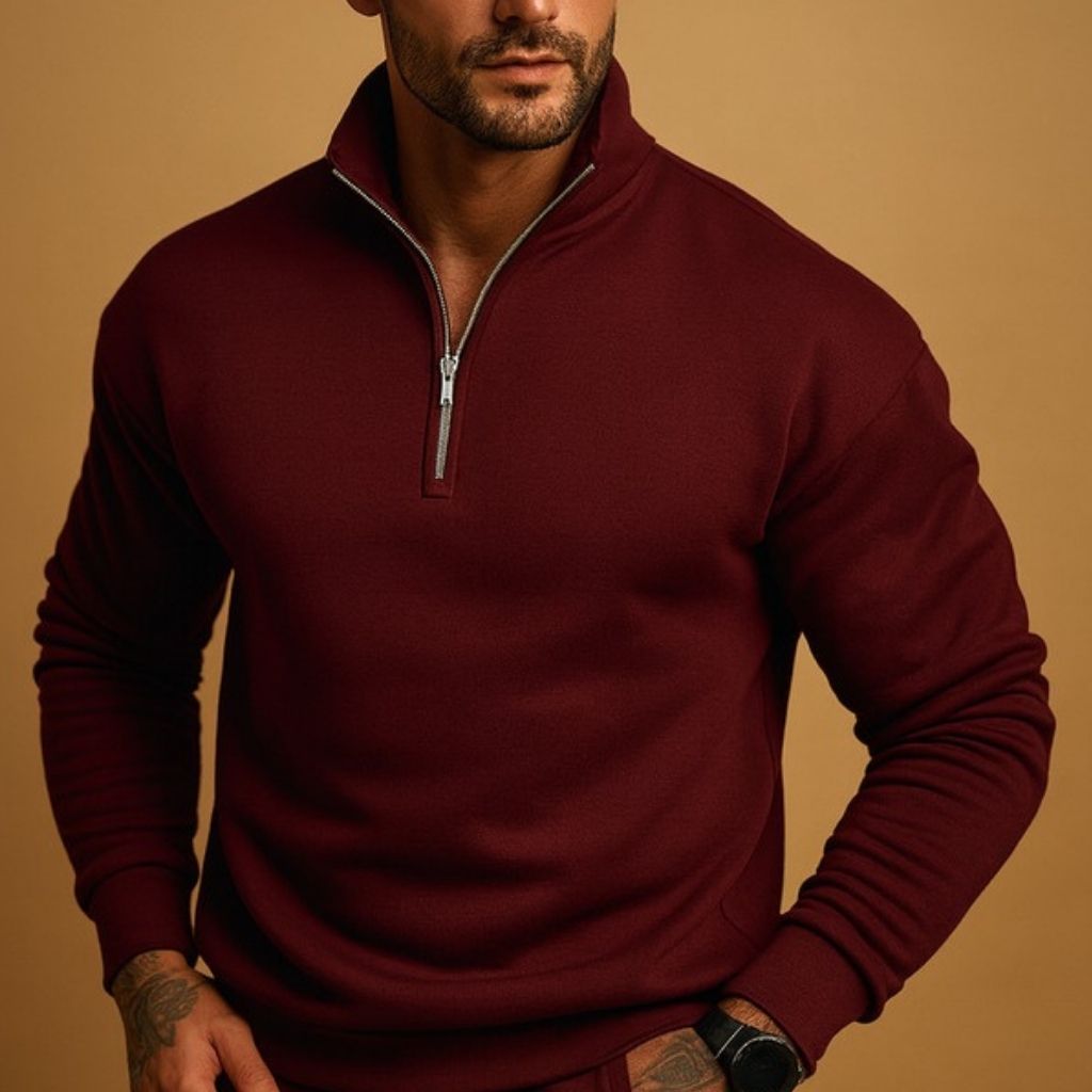 Pull à Demi-Fermeture Éclair Coupe Slim Homme