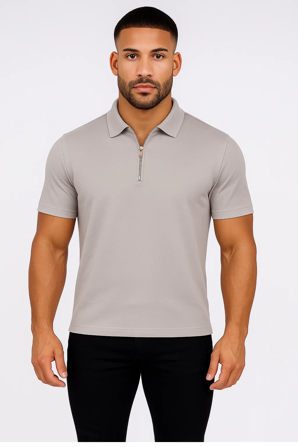 Polo Zippé | Guillaume – Gris Clair