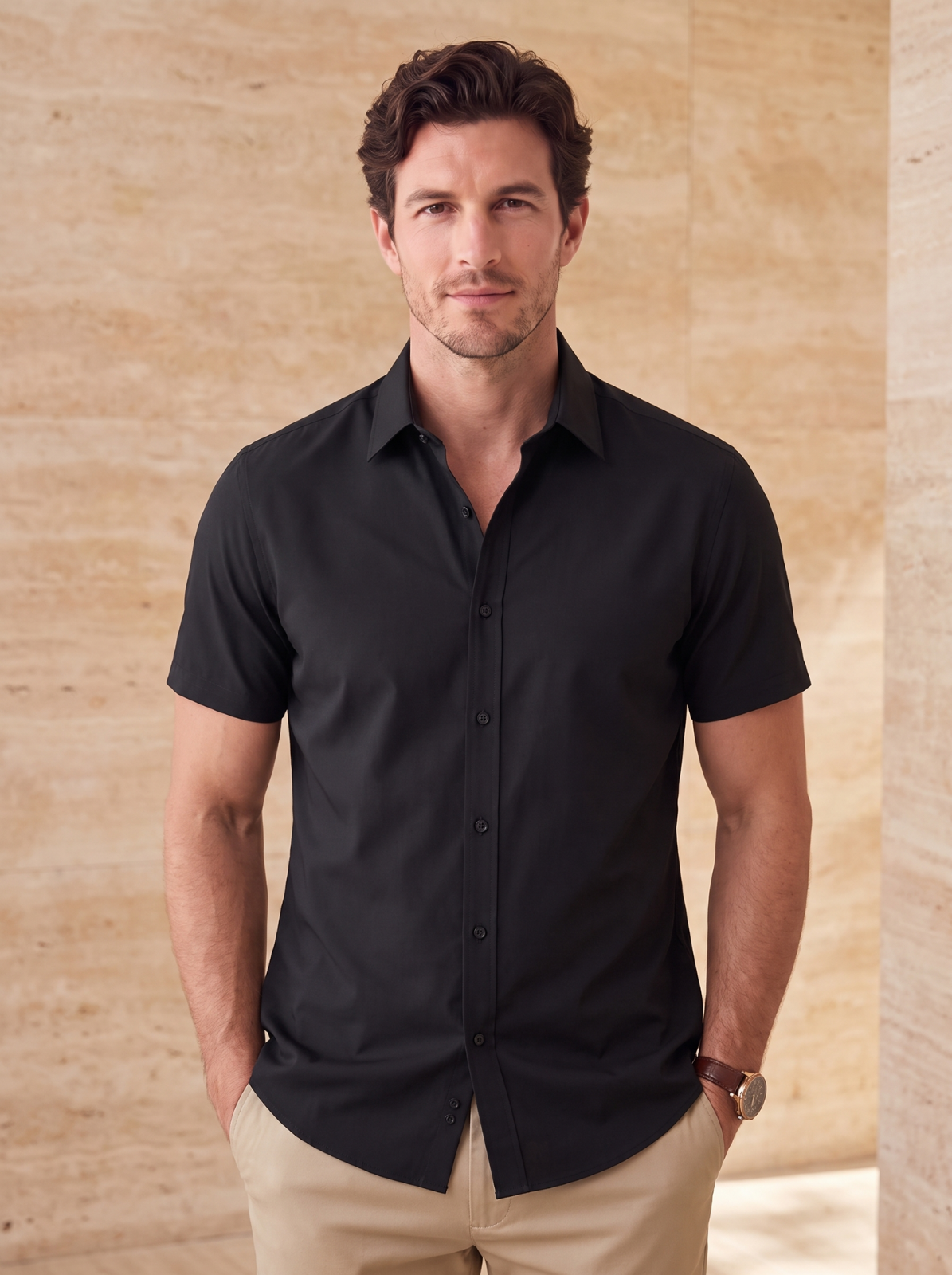 Short sleeve business shirt men