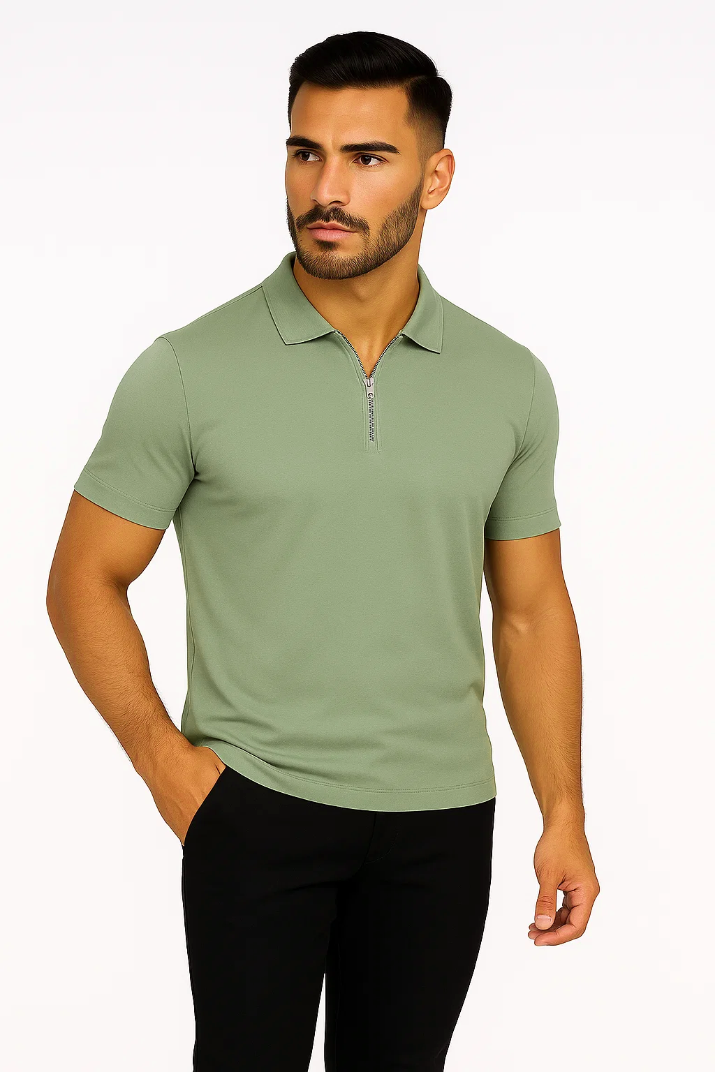Polo Zippé | Mathéo – Sauge