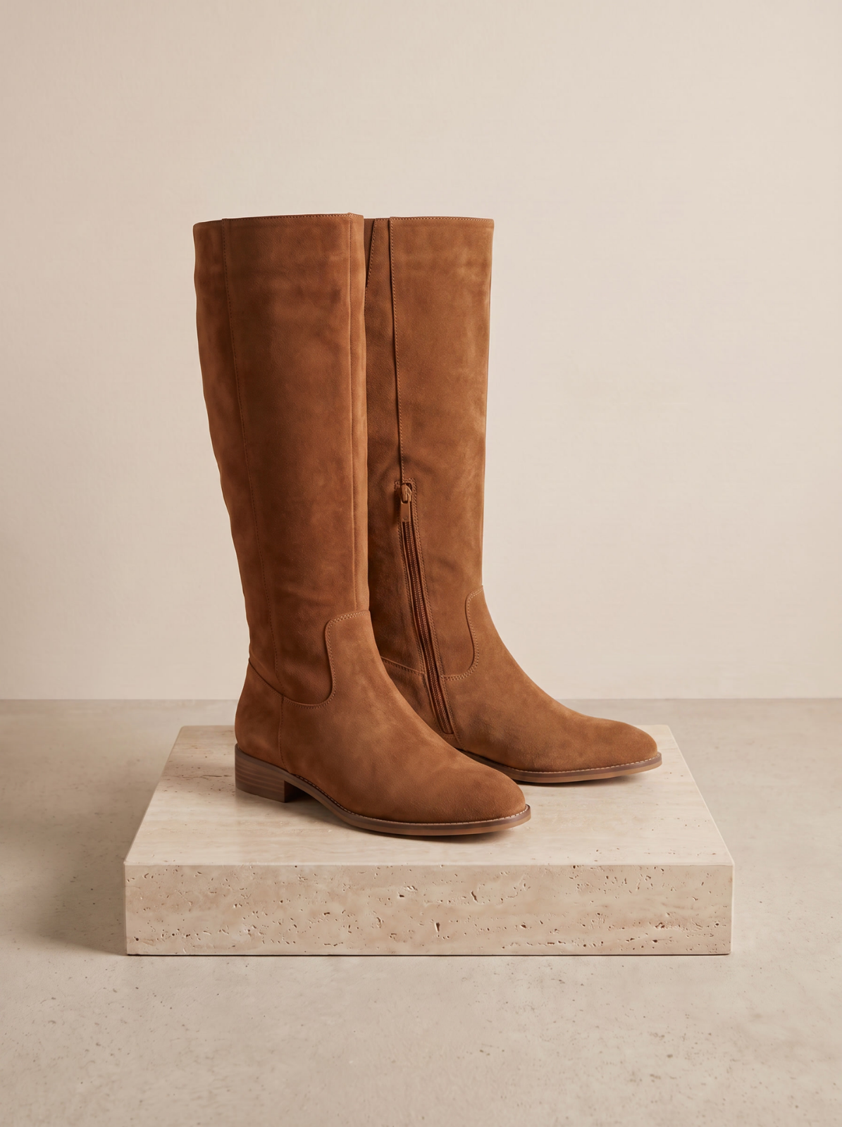 Suede knee-high slouch boots women