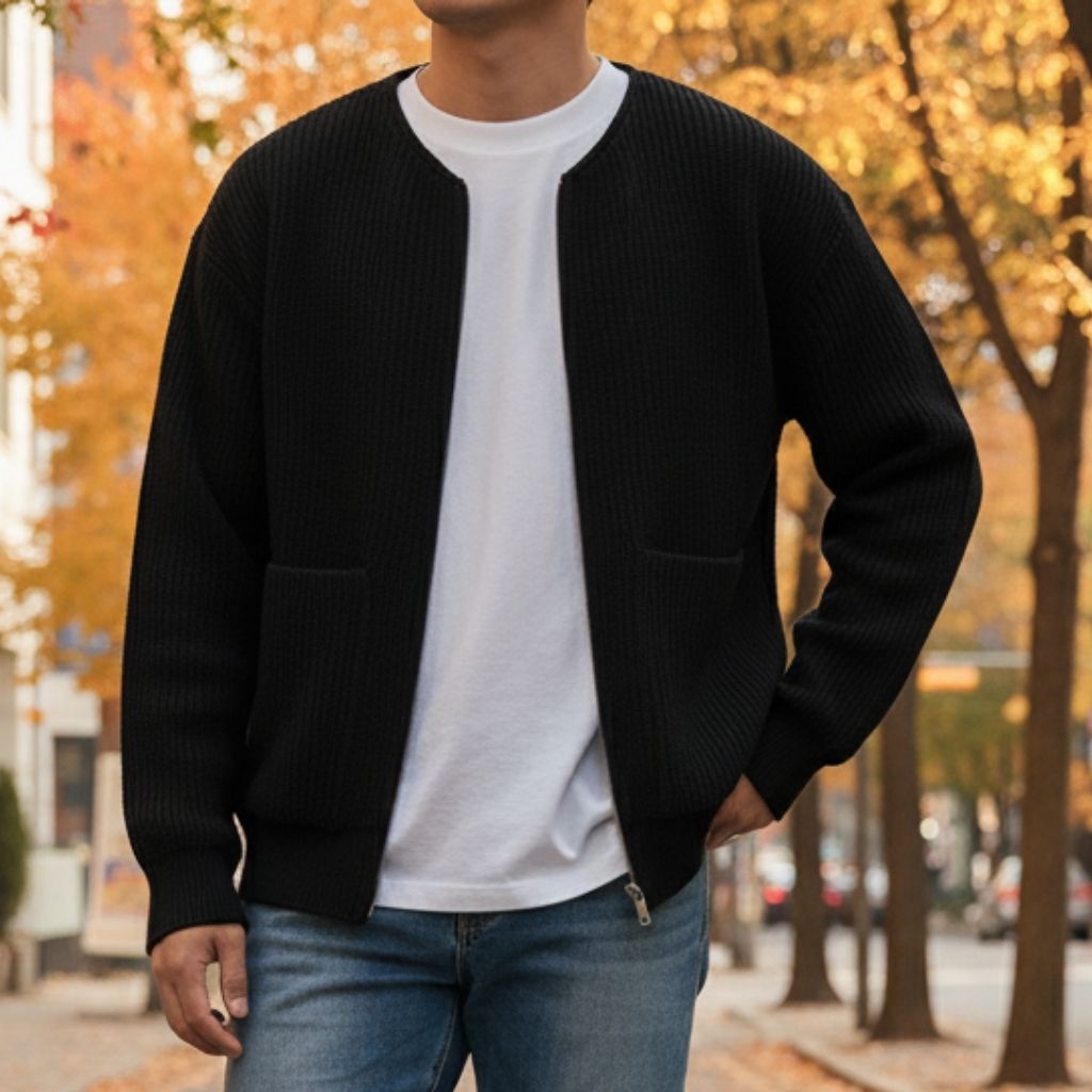 Cardigan Ouvert en Maille Homme