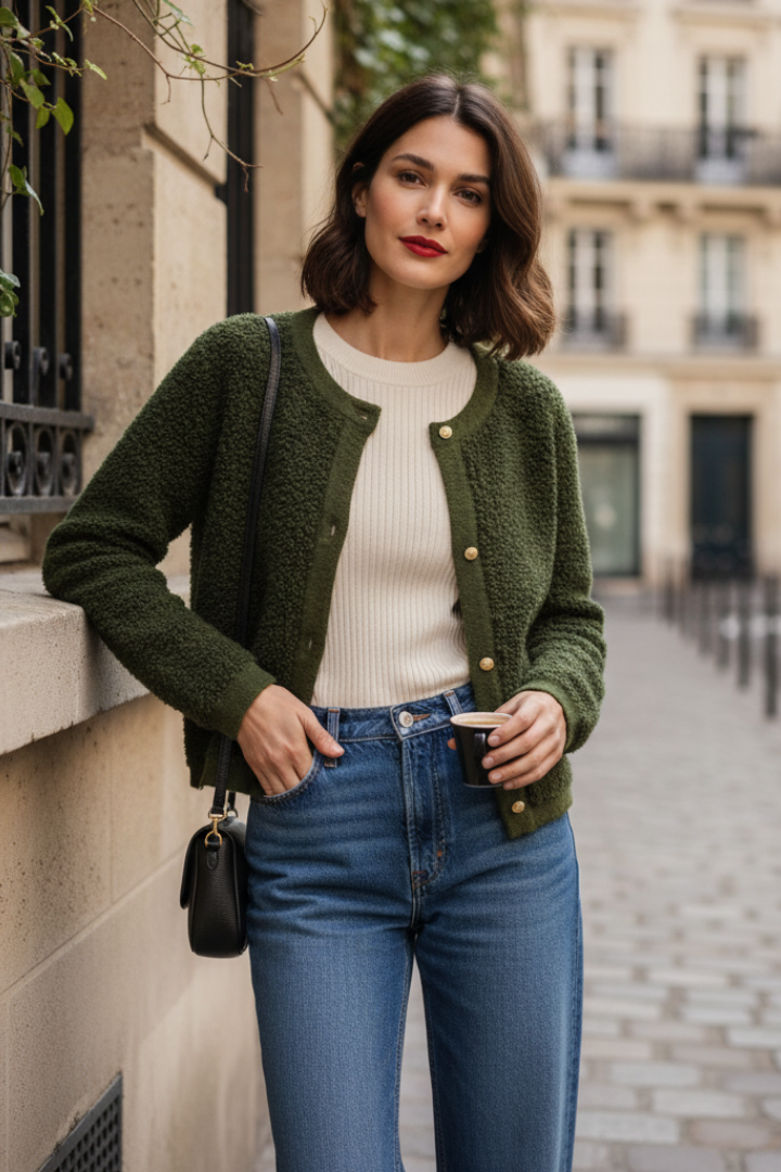 Gilet Texturé à Boutons Femme