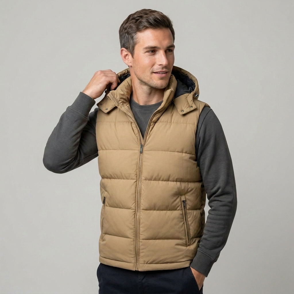Full-length men's quilted gilet