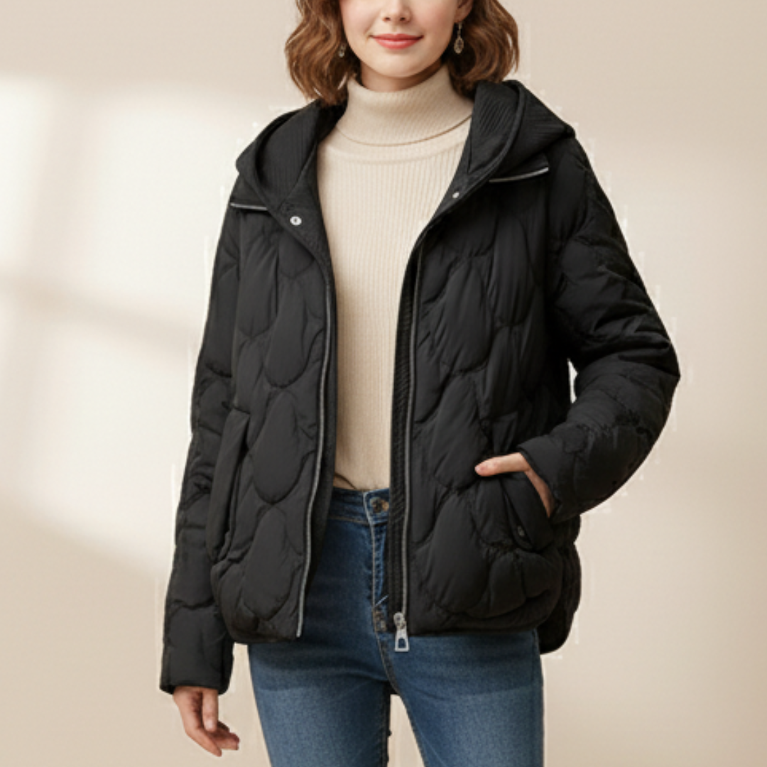 lightweight winter coat three quarter angle view casual style