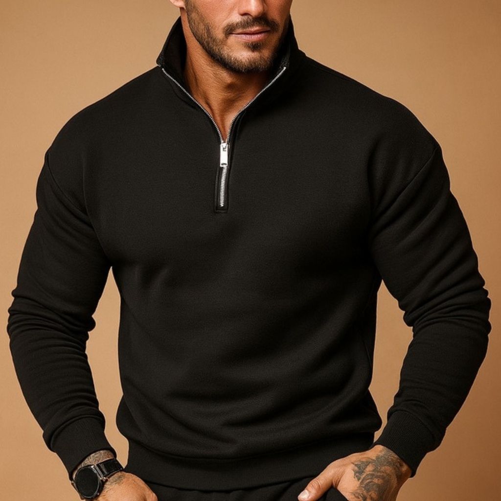 Pull à Demi-Fermeture Éclair Coupe Slim Homme