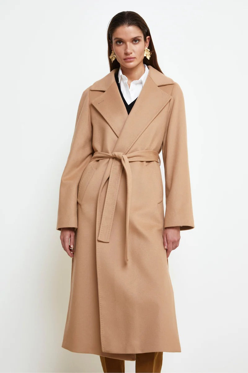 Manteau long ceinturé femme