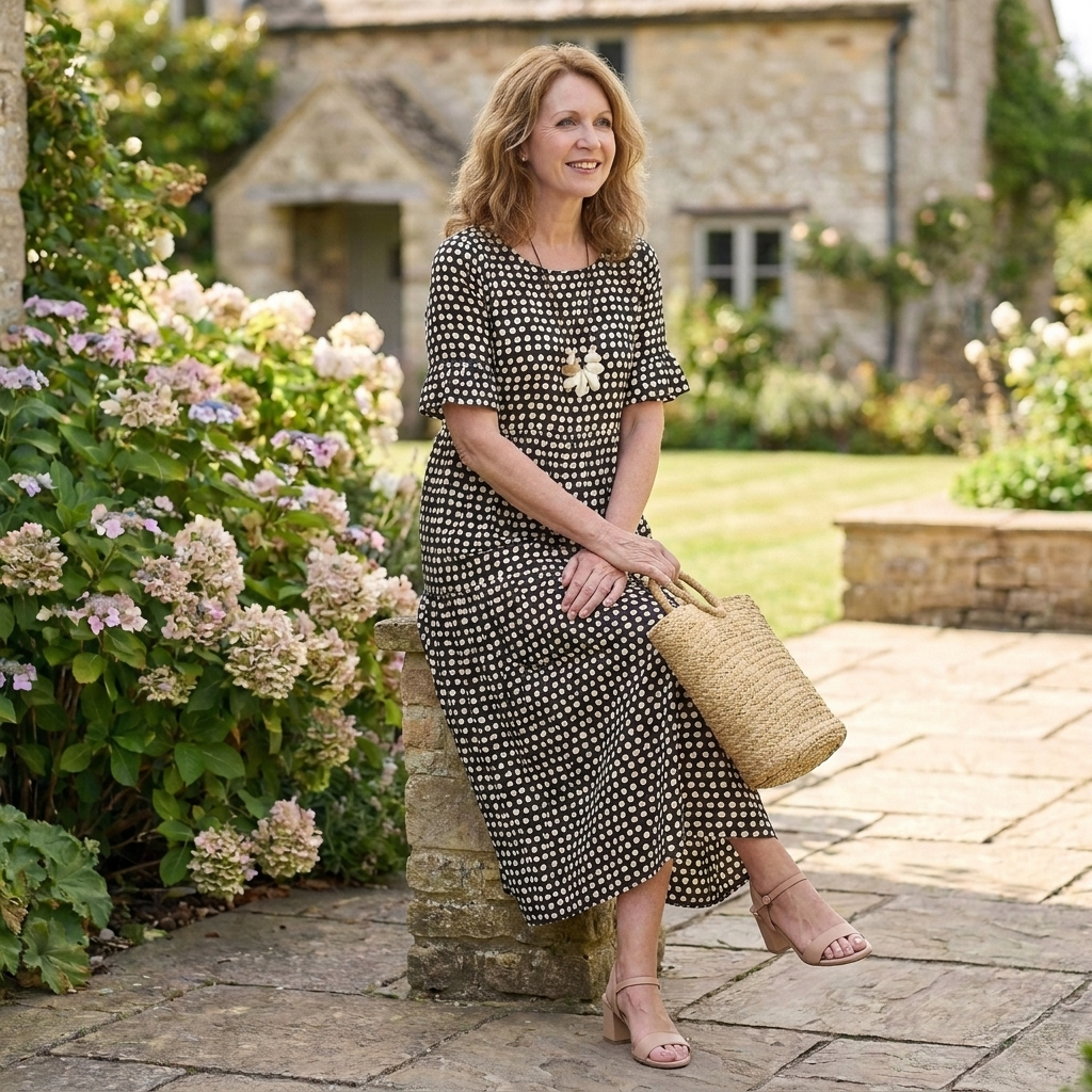 Full-length relaxed fit midi dress