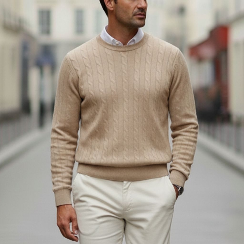 Pull à Motif Torsadé Homme