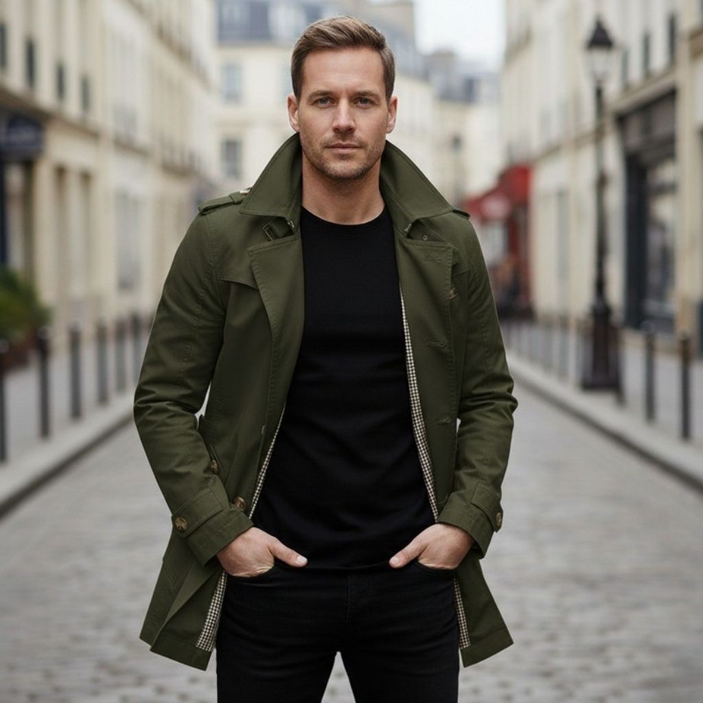 Trench coat croisé homme