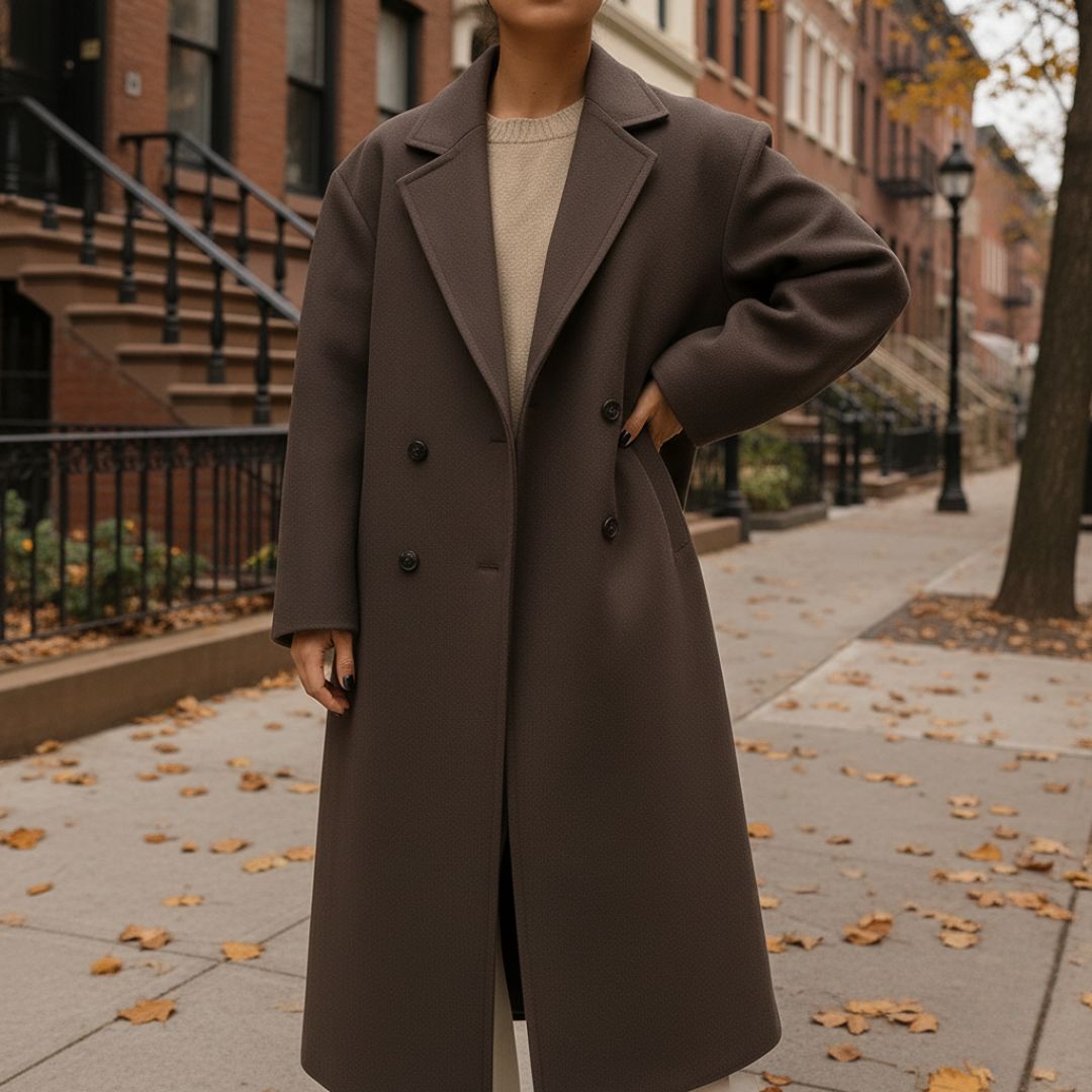 Manteau Long à Double Boutonnage pour Femme