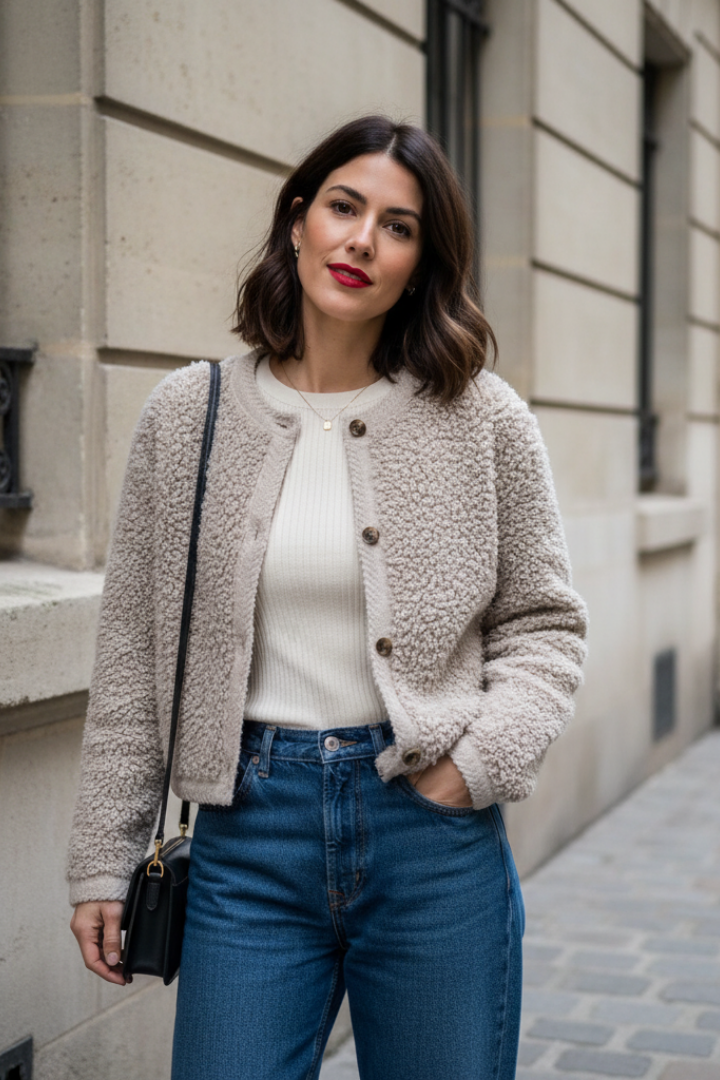 Gilet Texturé à Boutons Femme