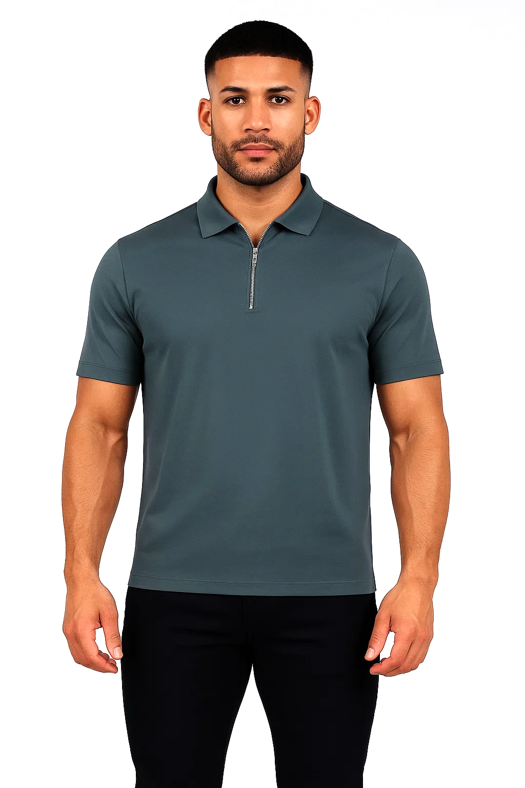 Polo Zippé | Jean – Bleu Sarcelle