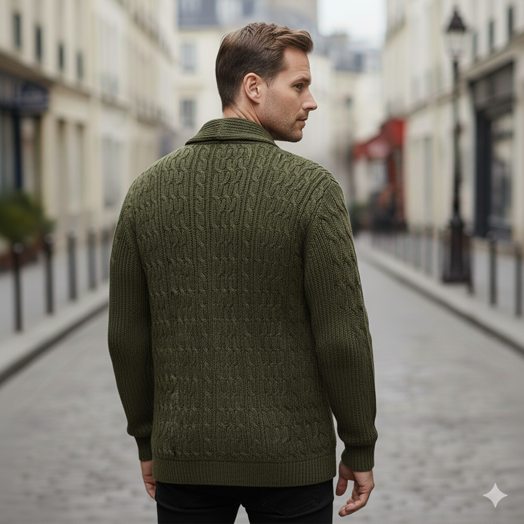 Cardigan Streetwise à Col Châle en Maille Torsadée Homme