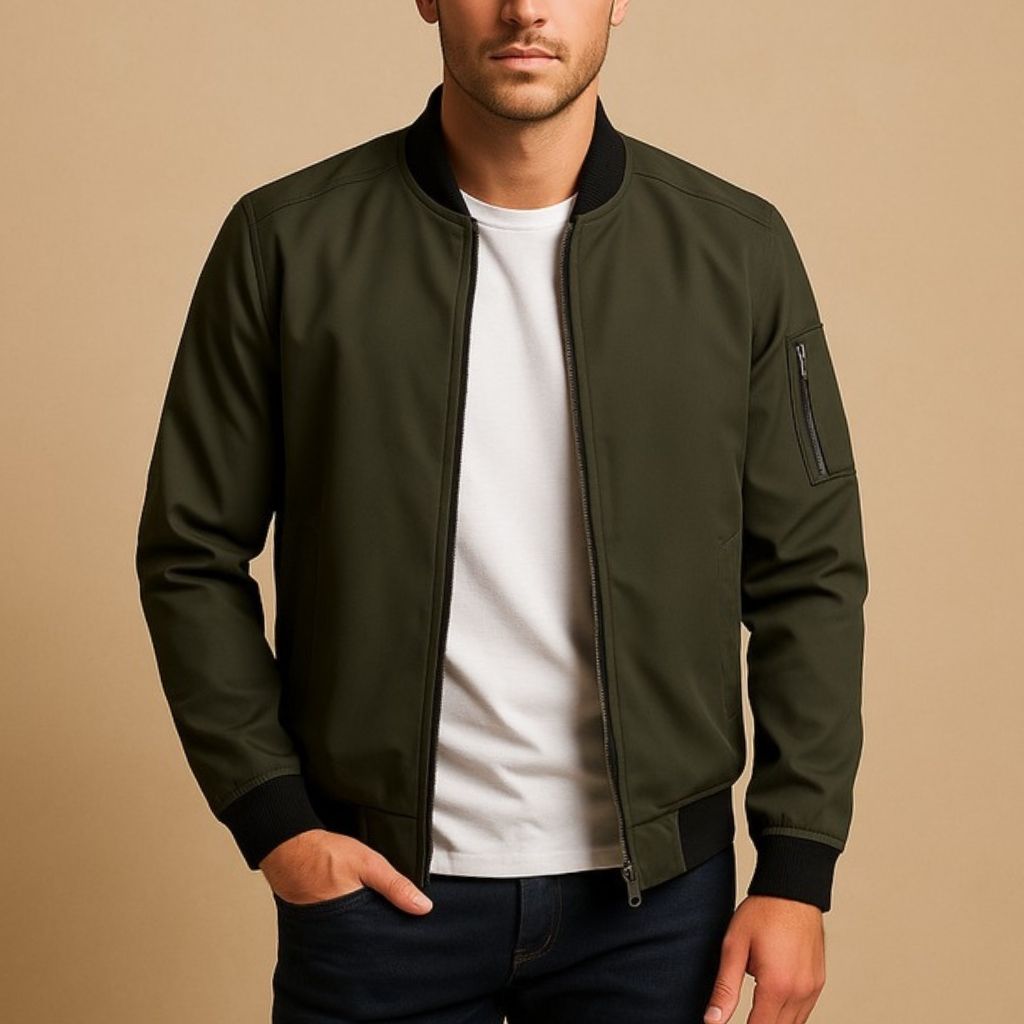 Blouson Bombardier à Fermeture Zippée Homme