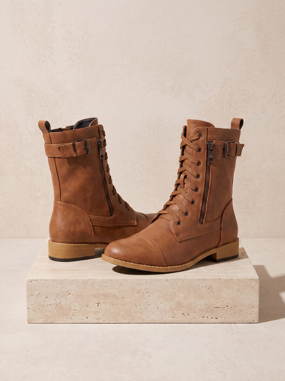 Women's faux leather mid-calf boots