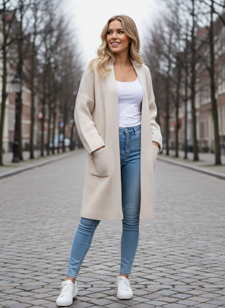 Cardigan Côtelé Détendu Femme